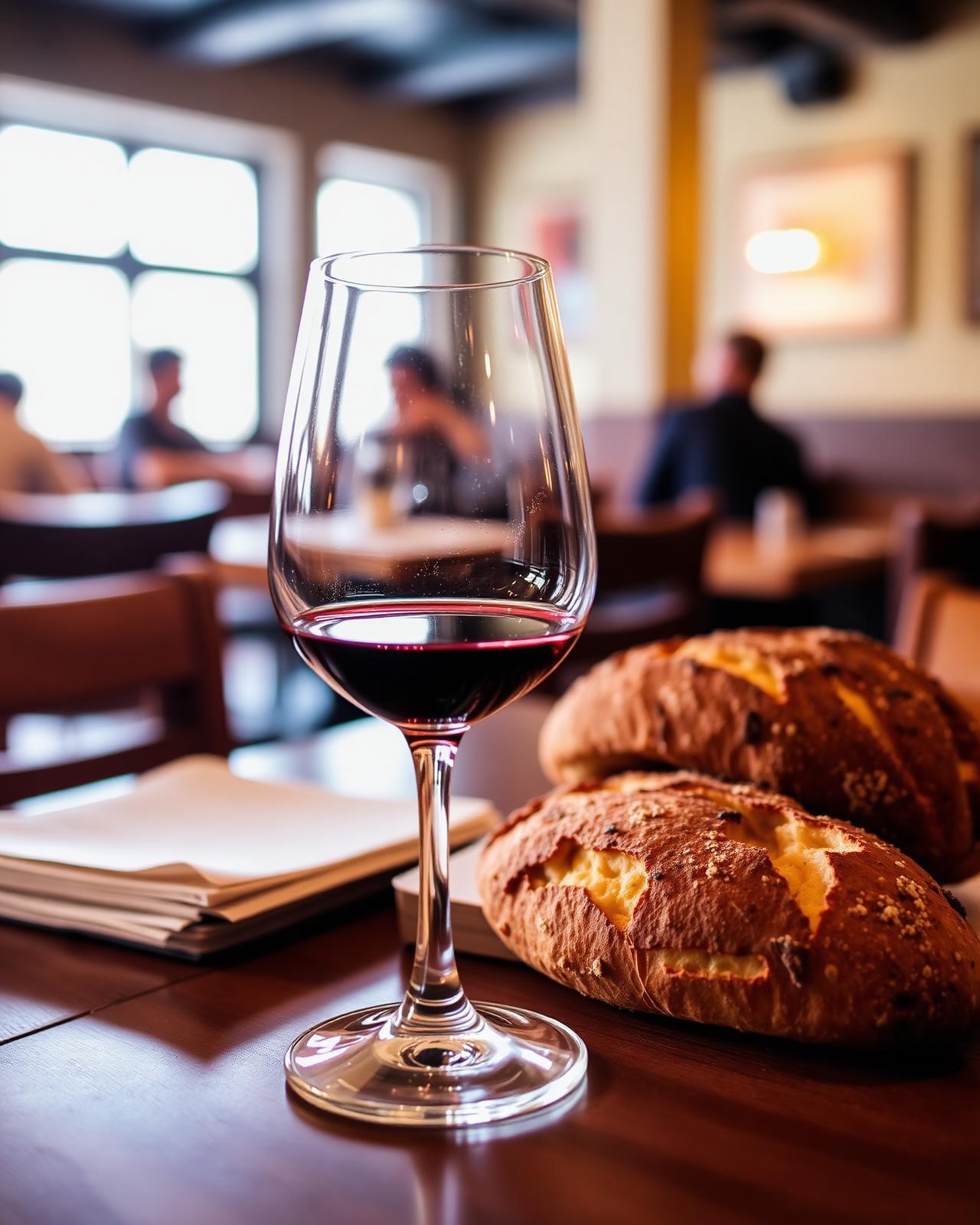 Copo de vinho tinto à mesa
